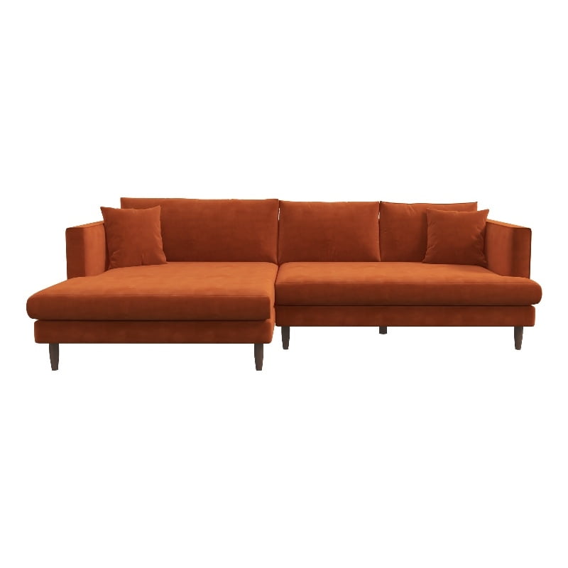 Denise Modern Living Room Orange Velvet Corner LeftFacing Sectional
