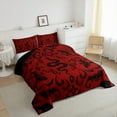 thumbnail image 3 of Snake Comforter Set Full Red Black Boho Halloween Bedding Set Retro Baroque Damask Goth Skull Bedding Comforter Sets Goth Animal Floral Bed Set 2 Pillow Cases, 3 of 5