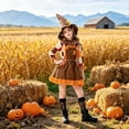 thumbnail image 6 of REDARER Kids Dress with Pointed Sunflower Hat Farm Themed Outfit for Halloween Cosplay Party Trick or Treat Stage Performance,8-9 Years, 6 of 9