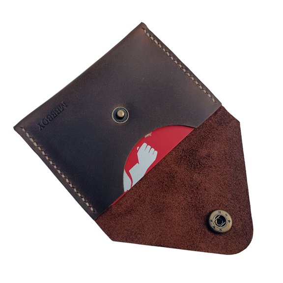 MEEBOY Handmade Credit Card Holder Slim Wallet Leather Front Pocket Wallet Men Women Leather Business Card Holder Sleeve (Coffee)