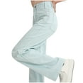 thumbnail image 7 of Yufatyle Cotton Pants for Women Fashion Button Zipper High Waisted Wide Leg Full Length Pants Solid Jeans S, 7 of 7