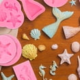 thumbnail image 5 of VONTER Sea Creature Theme Chocolate Candy Molds Marmaid Tail, Sea Turtle,Shell, Seahorse,Starfish, Coral Silicone Molds for Dessert DIY Party Cake Decoration, 5 of 7