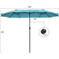 thumbnail image 5 of LEIYY 15Ft Double-Sided Patio Umbrella, Outdoor Extra Large Umbrella W/Hand-Crank System & Air Vents, Market Twin Umbrella W/ 12-Rib Sturdy Metal Frame for Poolside, Garden Backyard (Turquoise), 5 of 18