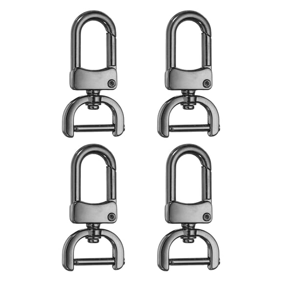 Uxcell 4pcs Detachable Snap Hook Swivel Clasp 5/8" Metal D-Rings Clasp, Gunmetal