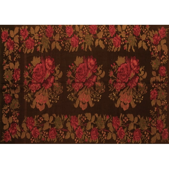Ahgly Company Indoor Rectangle Medallion Orange French Area Rugs, 5' x 7'