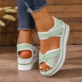 thumbnail image 5 of Viluyesy Women's Platform Sandals, Comfortable Breathable Wide Width Peep Toe Thick Sole Casual Roman Shoes Green 5.5, 5 of 9