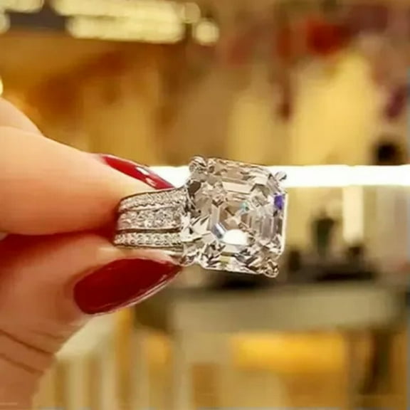 Women Wedding Gorgeous 925 Silver Rings Cubic Zircon Anniversary Jewelry Sz 6-10