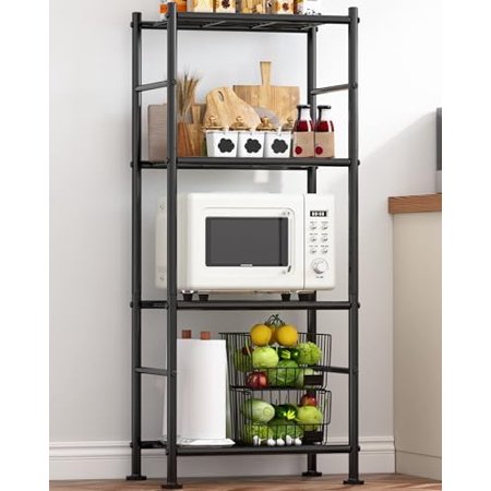 Storage Shelves - 4 Tier Shelf Organizer, Heavy Duty Garage Shelving Unit with Leveling Feet, Stable Metal Shelves Organizer for Pantry, Kitchen and Closet