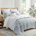 thumbnail image 6 of Levtex Home - Becker Blue Quilt Set - King Quilt and Two King Shams - Ikat - Blue, White - Quilt (106x92in.) and Shams (20x36in.) - Reversible - Cotton, 6 of 9