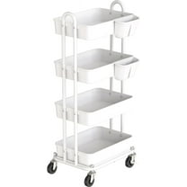 Simple Houseware Heavy Duty 4-Tier Utility Rolling Cart, White