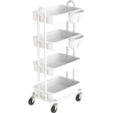 Simple Houseware Heavy Duty 4-Tier Utility Rolling Cart, White