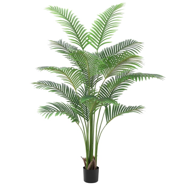 Palmera Artificial de 6 Pies – Troncos Realistas y Hojas Verdes – Planta Falsa con Maceta – Decoración de Interiores para el Hogar – Tropical – Vivero