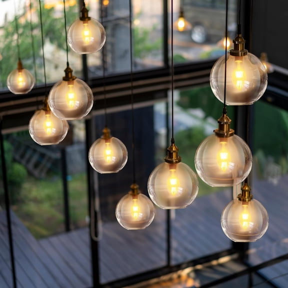 4 Pack Fixture Replacement  Shade 6 Inch Diameter E26 Base 1-5/8 Inch Fitter Round Glass  Lampshade Cover for Pendant Wall Sconce Chandelier Vanity Light(Clear)