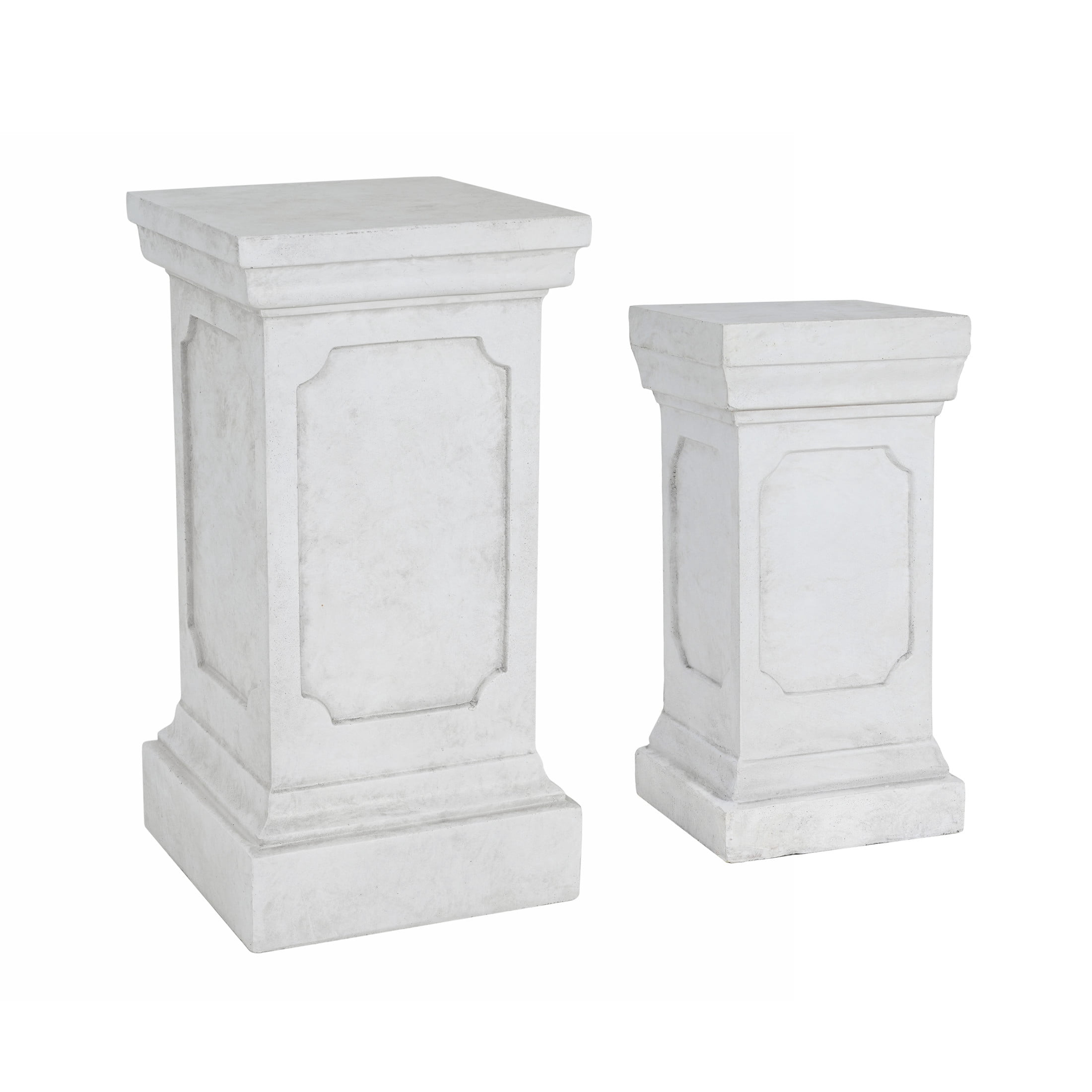 Christopher Knight Home Outdoor Classic Plant Stand with Square Pedestal, Antique White, Set of 2
