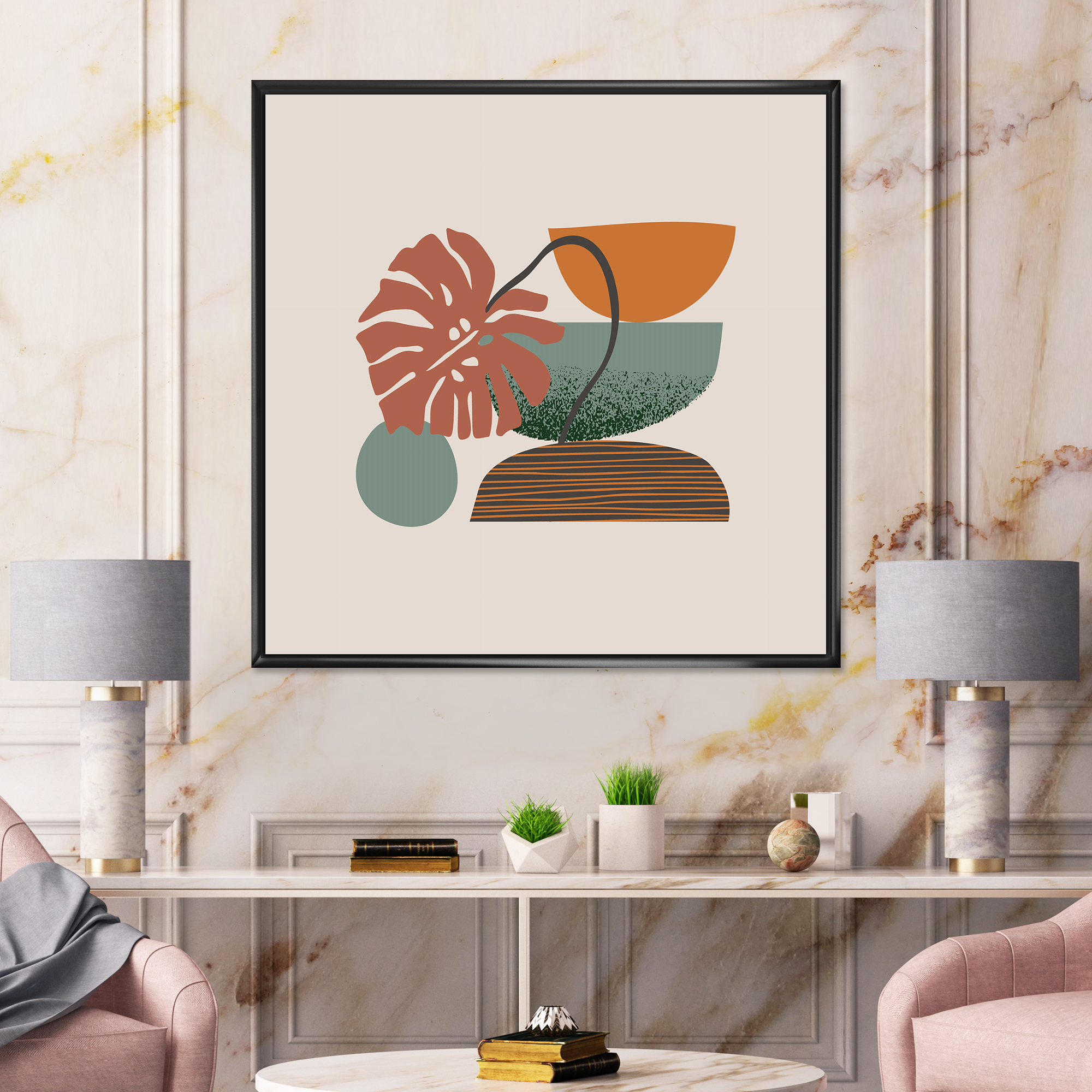 Designart 'Abstract Colorful Geometric Art Collage III' Modern Framed Canvas Wall Art Print