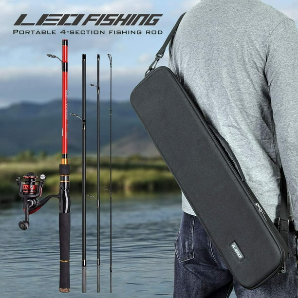 4-Piece Spinning / Casting Fishing Rod and Reel Combo 2.1M Carbon Fiber  Fishing Pole with Reel Lures Jig Hooks and Carry Case 