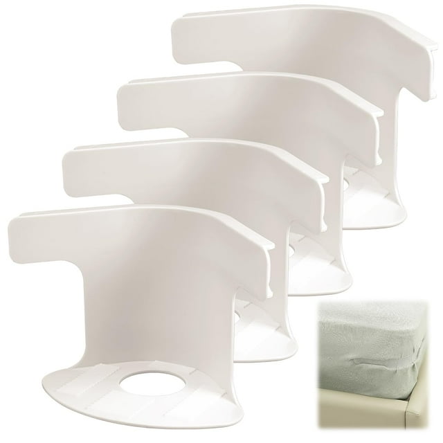 Juego de soportes para sábanas, paquete de 4 soportes para sábanas, color blanco