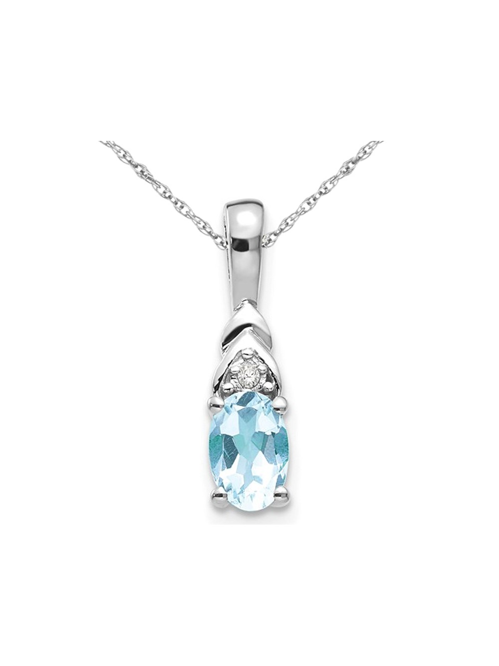 1/3 Carat (Ctw) Light Natural Aquamarine Drop Pendant Necklace in 14K