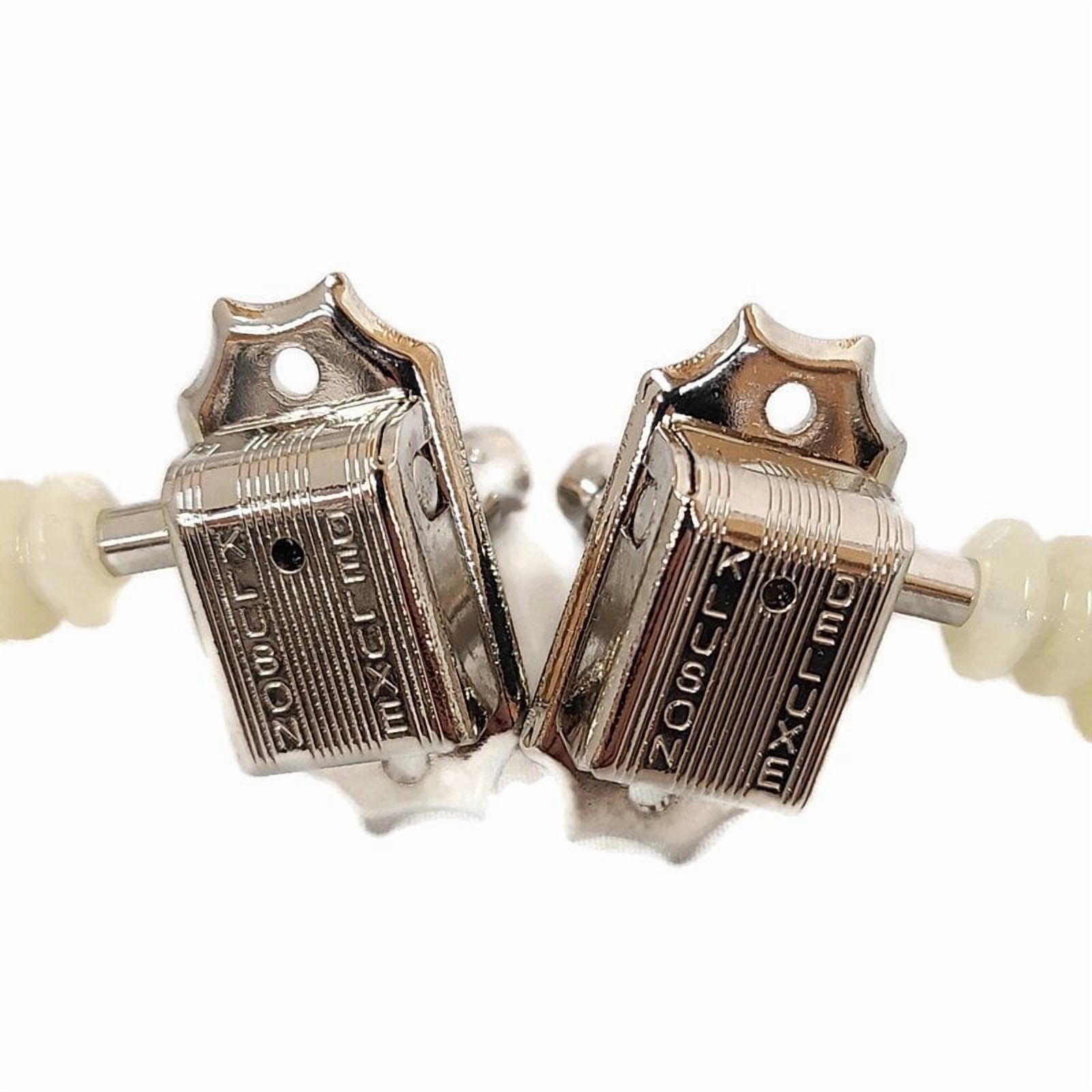 Kluson Guitar Tuning Pegs Machines 3+3 Nickel Pearl Green Double Line Les Paul