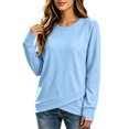 thumbnail image 5 of TGSLY Women's Asymmetric Hem Sweatshirt Lightweight Crew Neck Long Sleeve Fall Pullovers Casual Solid Color Athletic Tops with Thumb Hole L, 5 of 8