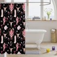 thumbnail image 3 of Manfei Kawaii Cowgirl Skull Shower Curtain 72Wx72L,Cute Bow Flowers Bathroom Curtain,Black Pink, 3 of 6