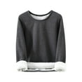 thumbnail image 3 of HVOBTTY Women's Long Sleeves Pajama Top, Pajama Top for Women, Women's Casual Comfortable Soft Solid Color Round Neck Long Sleeve Fleece Lined Thickened Warm Pajama Tops Dark Gray, L, 3 of 4
