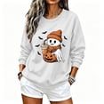 thumbnail image 5 of DIOAZUD Women's Halloween Sweatshirt Cute Funny Spooky Crewneck Long Sleeve Fall Tops Graphic Pullover Sweatshirts Pumpkin Patch Outfit, 5 of 8