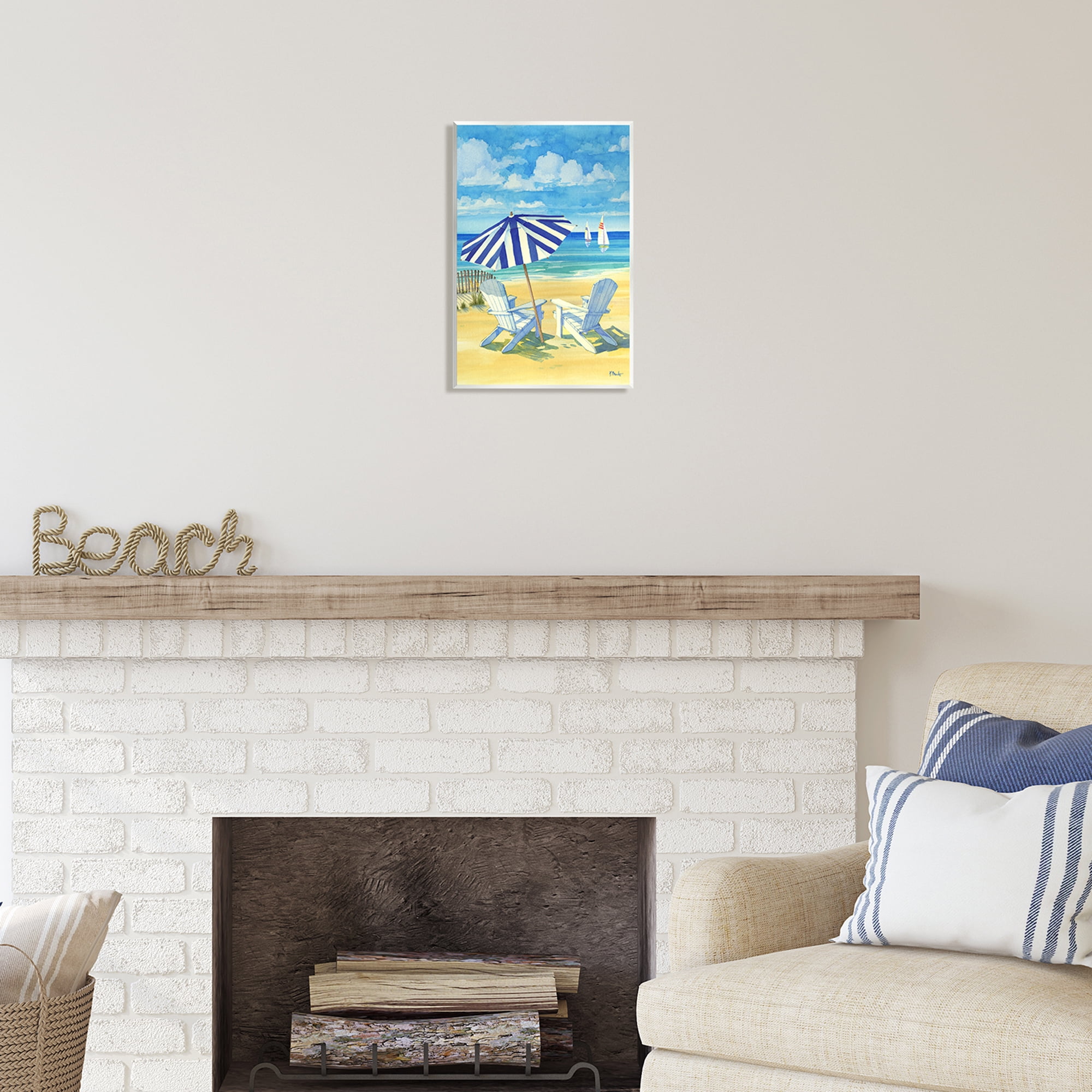 Stupell Industries Summer Shade Beach Scene Nature Painting Unframed Art Print Wall Art, 10 x 15