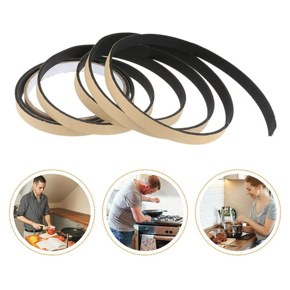 Luxshiny 10Rolls Caulk Tapes Self-Adhesive Sealing Strip for Gas Stove Black Polyethylene 78.60X0.39X0.12In