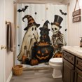 thumbnail image 3 of Vintage Halloween Shower Curtain - Water Repellent Fabric Shower Curtains Washable, Funny Ghost Black Cat Skull Decorative Polyester Cloth Bathroom Curtains Modern Bath Decor 36"x72", 3 of 8