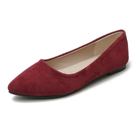 

Women Cute Slip-On Ballet Shoes Soft Solid Classic Pointed Toe Flats
