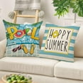 thumbnail image 5 of Hello Sunshine Pool Decorative Throw Pillow Covers 18x18 Set of 4, Happy Summer Duck Watermelon Swimming Ring Cushion Case Decor, Blue Stripes Flip Flops Seasonal Home Decoration for Sofa Couch, 5 of 6