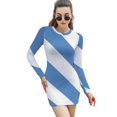 thumbnail image 1 of Chapel Hill North Carolina Blanc & Bleu Clair Robe à Rayures Colorées pour Femmes Robe à Manches Longues Mode Féminine Nouveaux Vêtements, 1 of 5