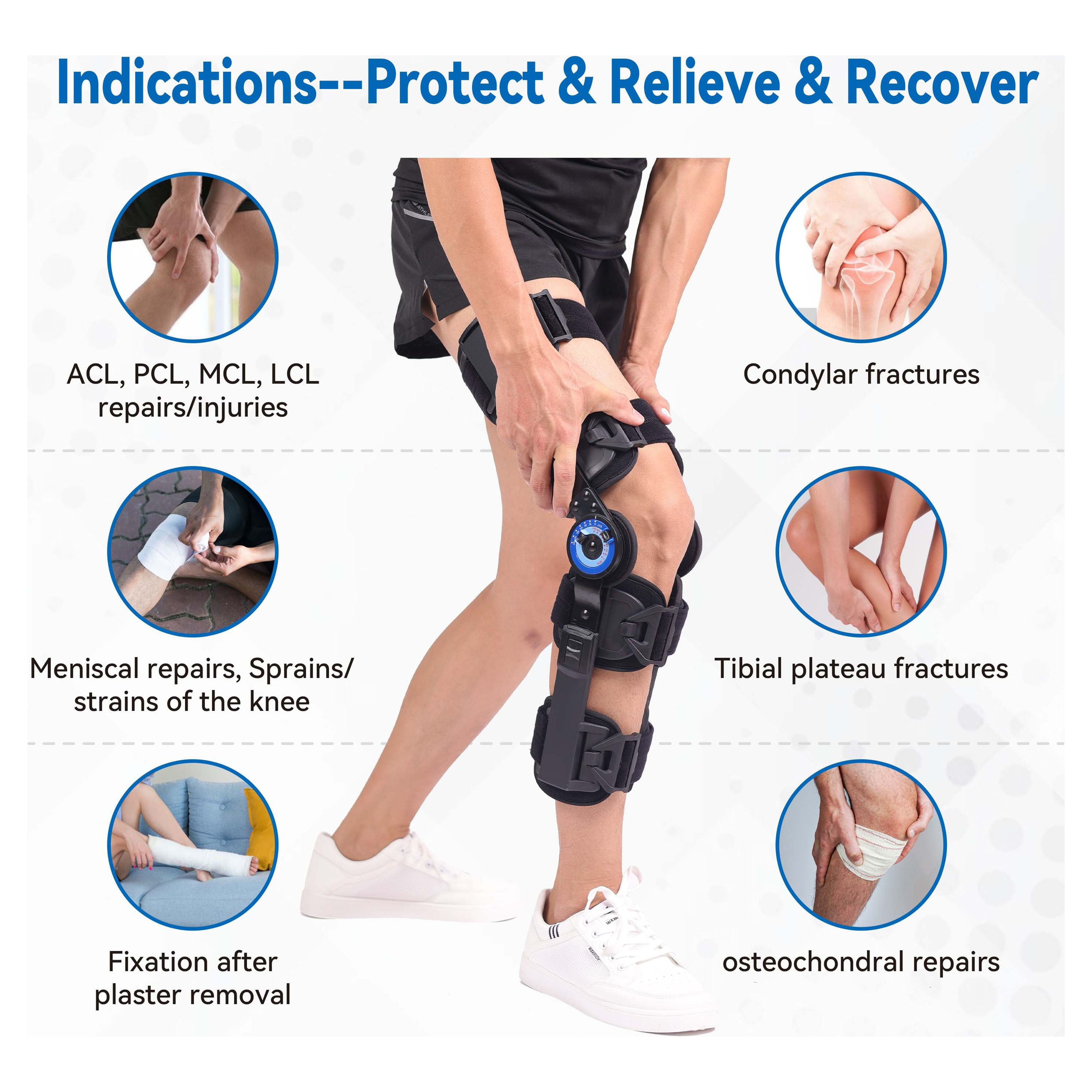 Orthomen Hinged ROM Knee Brace, Orthopedic Knee Support for Post-Op Recovery and Injury Rehabilitation, Black