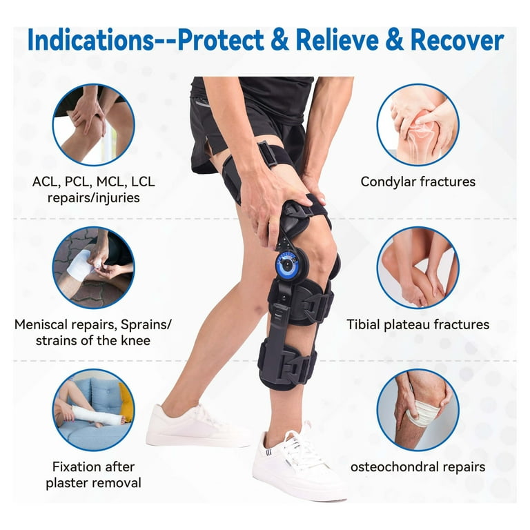 Hinged Knee Brace Rom Support for Torn Acl Meniscus Tear Pcl