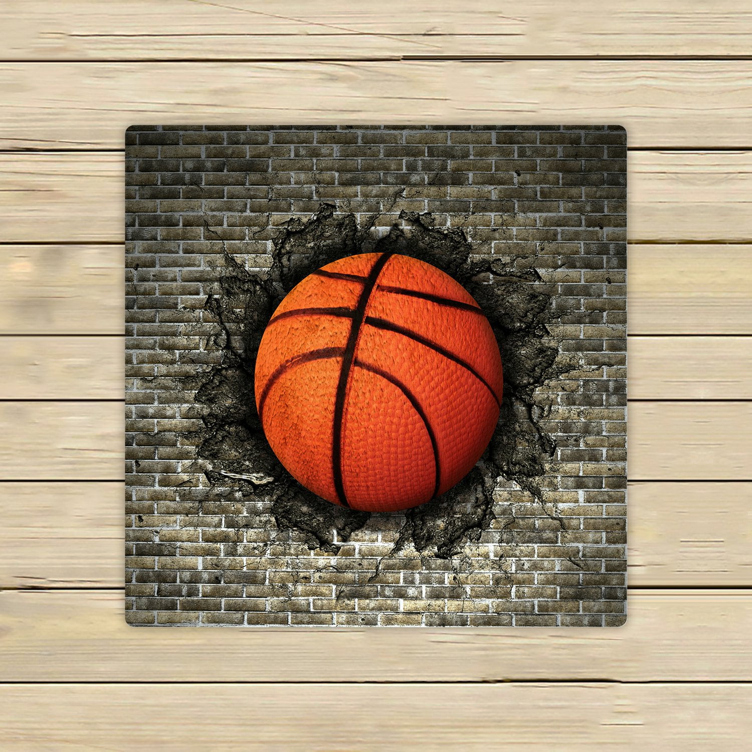 PHFZK Sport Towel, Funny Basketball in Brick Wall Hand Towel Bath