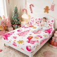 thumbnail image 3 of Manfei Santa Queen Sheets Christmas Queen Sheet Sets, Maroon Cream 4-Piece (1 Flat Sheet, 1 Fitted Sheet and 2 Pillowcases), 3 of 6