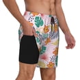 thumbnail image 3 of Picia Tropical Plants pattern Mens Swim Trunks with Compression Liner Stretch Beach Shorts Quick Dry with Zipper Pockets No-Chafing Board Shorts-Small, 3 of 9