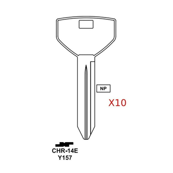JMA Replacement Uncut Key Blank for Chrysler Mitsubishi Y157 - CHR-14E (10 Pack)