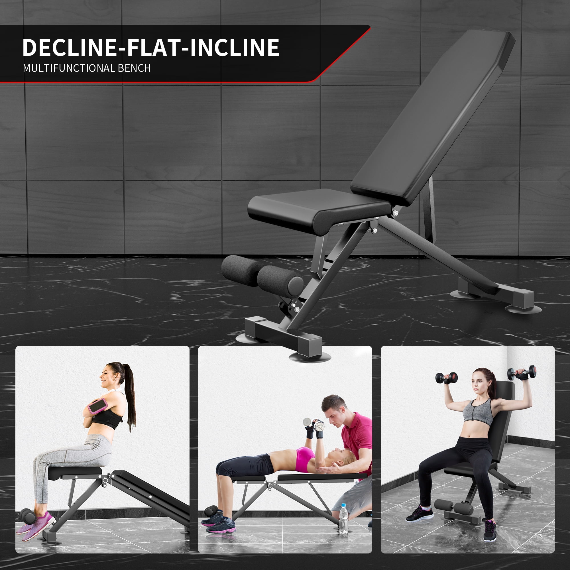 ZENOVA Weight Bench Workout Bench for Incline Decline Exercise 500LBS Weight Capacity Fast Folding Home Gym