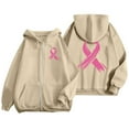 thumbnail image 6 of Hoodie Women Seamless Hoodie Quarter Zip Pullover Gym Fit Women's Zip Up Hoodie Pullover Cancer Awareness Month Long Sleeve Pocket Drawstring Casual Sweatshirt For Everyday Wear, 6 of 6