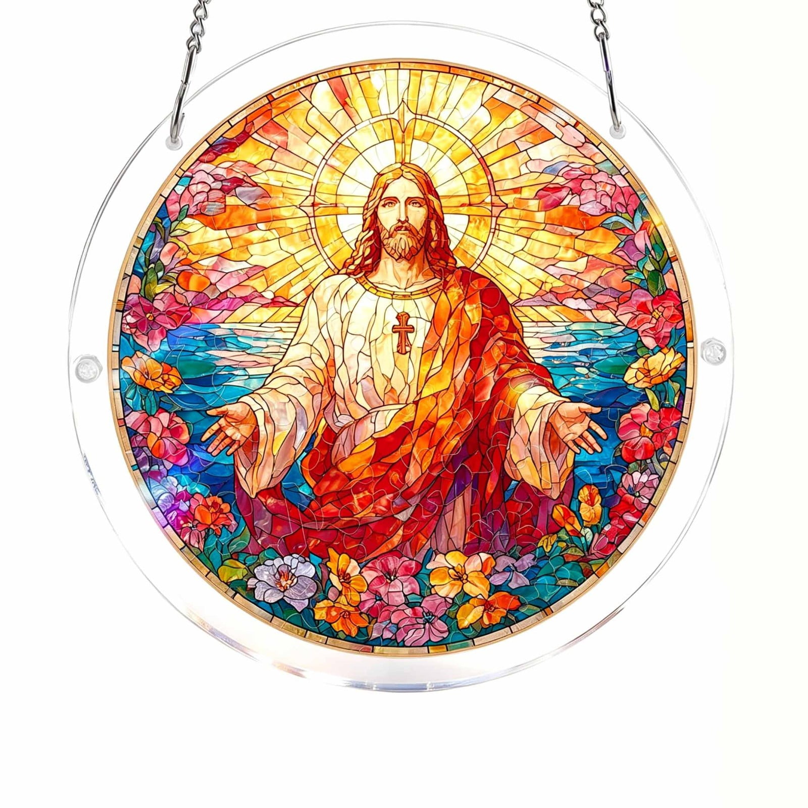 Acrylic Jigsaw Puzzle Suncatcher, Suncatcher Puzzle, 83 Pieces Acrylic Puzzle Window Hanging, Colorful Stained Glass Acrylic Sun Catcher Decor, for Women Mom