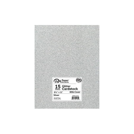 UPC: 0740512411849 | Paper Accents Glitter Cardstock 8.5 x 11  85lb 15pc Silver