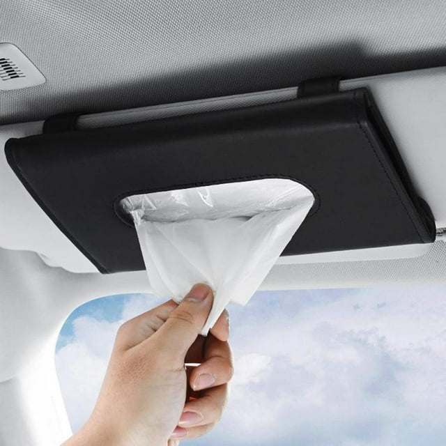 mmirethe Versatile PU Leather Box Napkin Holder Paper Storage for Sun for Visor Office or Home Black 1Set