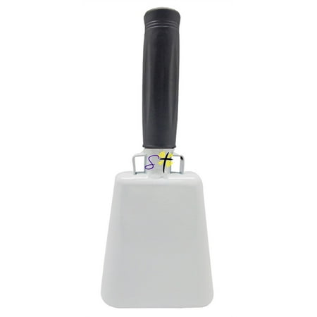 8.6 inch White Bell Black Handle Cowbell with Stick Grip Handle Used for Cheering at Sporting Events - Cow Bell by Stewart Tradingâ?¢