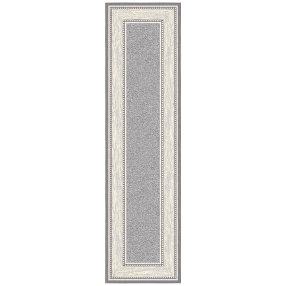 Ottomanson Non-Slip Hallway Runner Rug 3x10 Rubberback Border Indoor Rug, 2'7" x 9'10", Light Gray