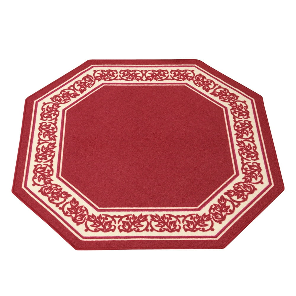 Collections Etc Floral Border Octagon Accent Rug with SkidResistant