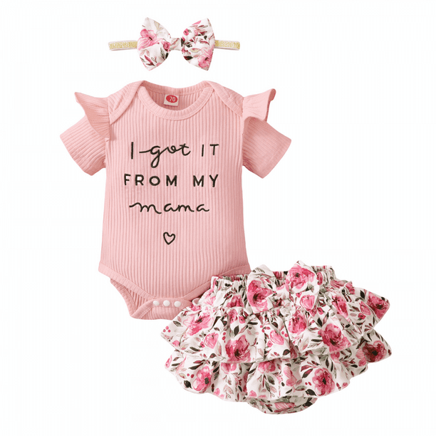 Newborn Baby Girl Clothes Romper Shorts Set Floral Summer Outfits Cute Baby Clothes Pink Size 90 Walmart