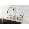 thumbnail image 2 of Kingston Brass KS8721KNLBS Convergent Double-Handle 4-Hole Widespread Kitchen Faucet with Knurled Handle 4-Hole and Brass Sprayer in Polished Chrome, 2 of 8