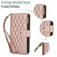 thumbnail image 5 of Decase for Google Pixel 7 Wallet Phone Case with Crossbody Lanyard Strap&Wrist Strip,Shockproof Stylish Zipper Pockets Case with Card Slots+Cash Slots,PU Leather Folio Book Design,Rosegold, 5 of 9